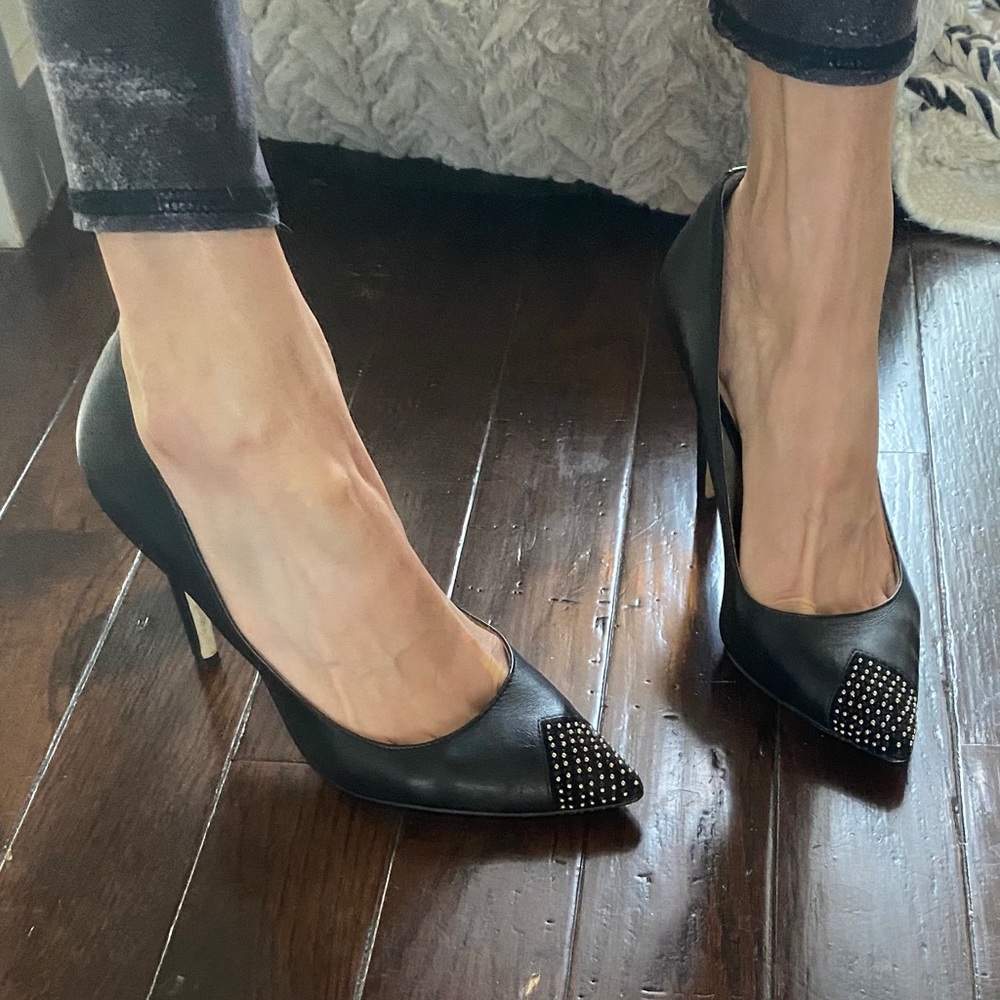 Saks Fifth Avenue Black Studded stilettos